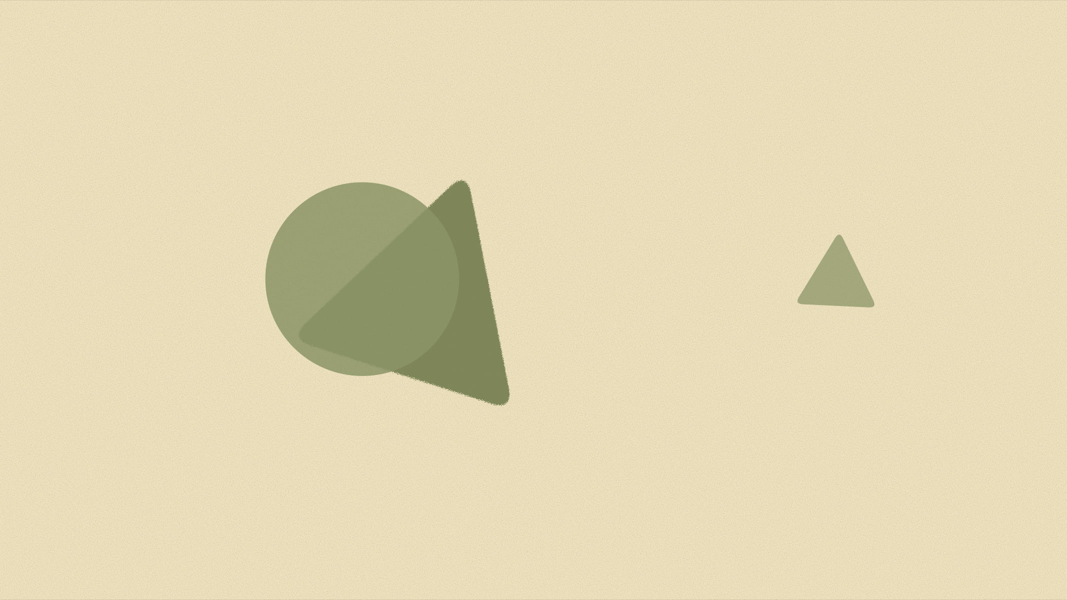 Abstract cover illustration in a grainy, matte print style: a cluster of two or three overlapping shapes resting off-centre, in olive on a soft butter background.