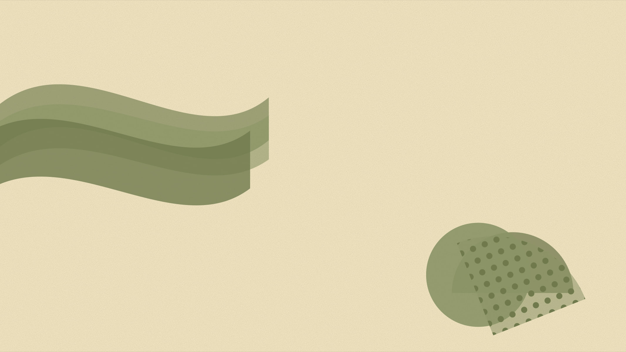 Abstract cover illustration in a grainy, matte print style: a soft ribbon curving across the upper canvas beside a couple of quiet companions, in olive on a soft butter background.