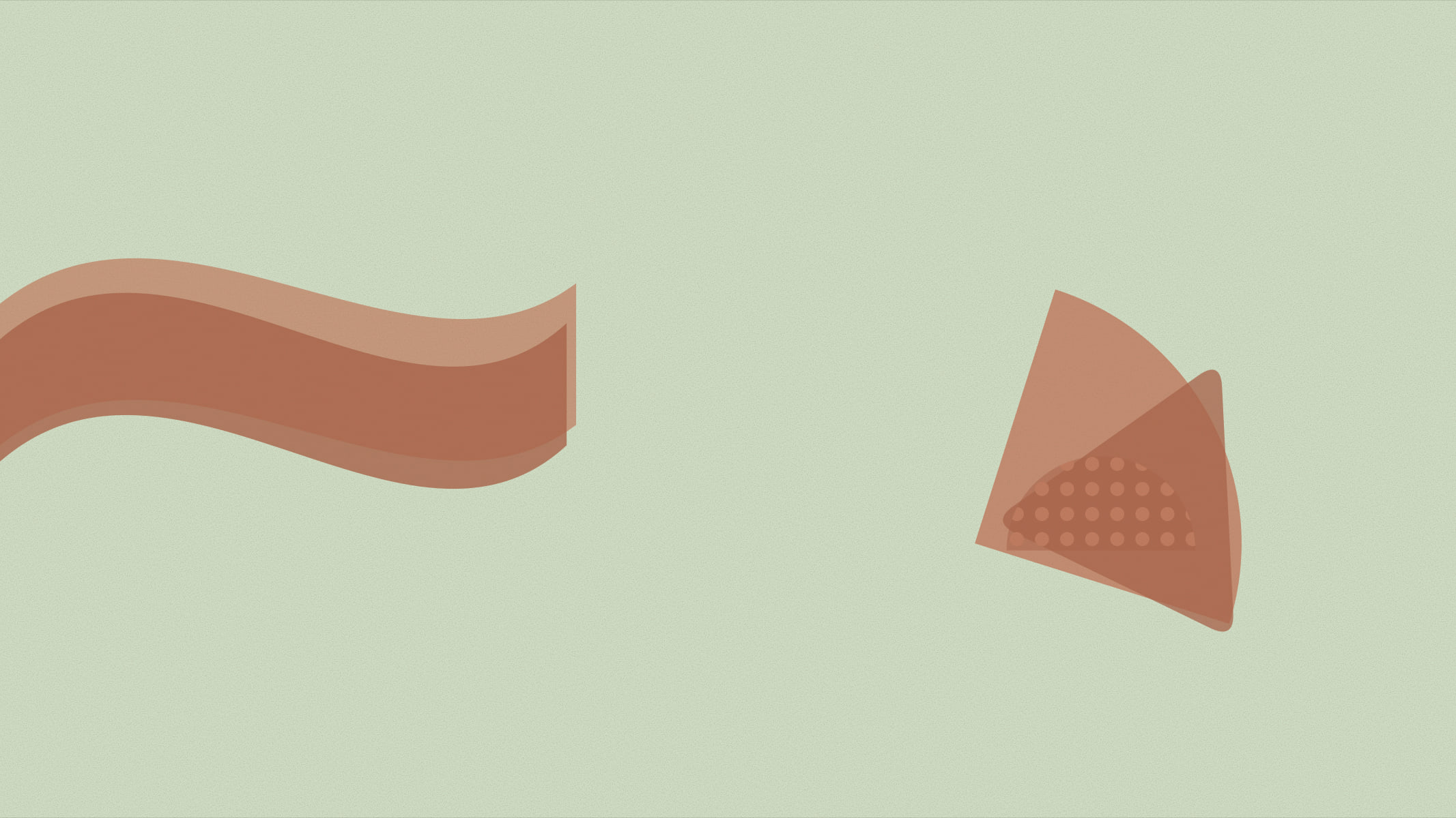 Abstract cover illustration in a grainy, matte print style: a soft ribbon curving across the upper canvas beside a couple of quiet companions, in terracotta on a soft sage background.