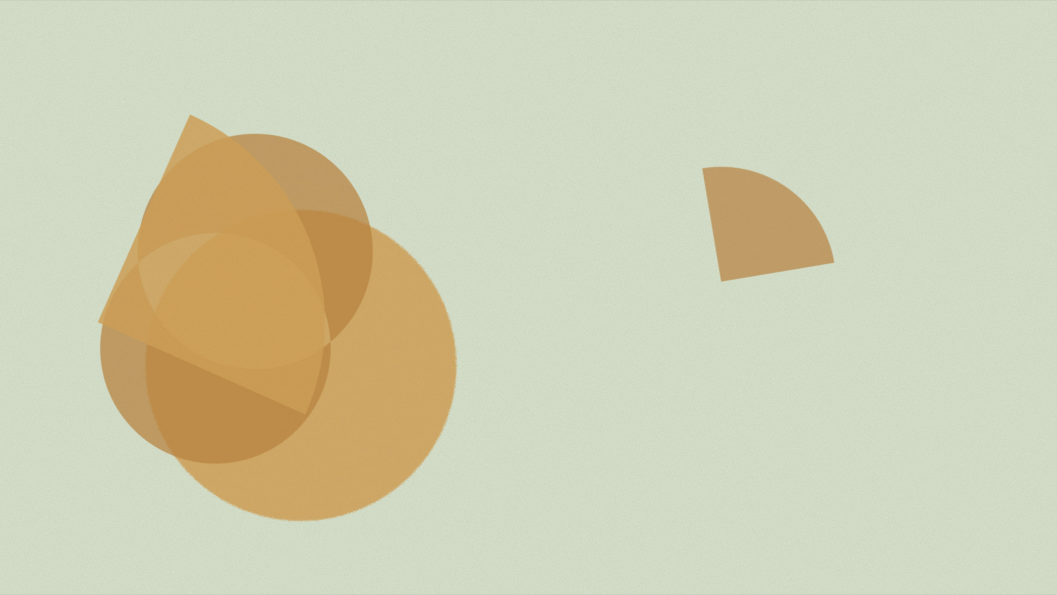 Abstract cover illustration in a grainy, matte print style: a cluster of two or three overlapping shapes resting off-centre, in ochre on a soft sage background.