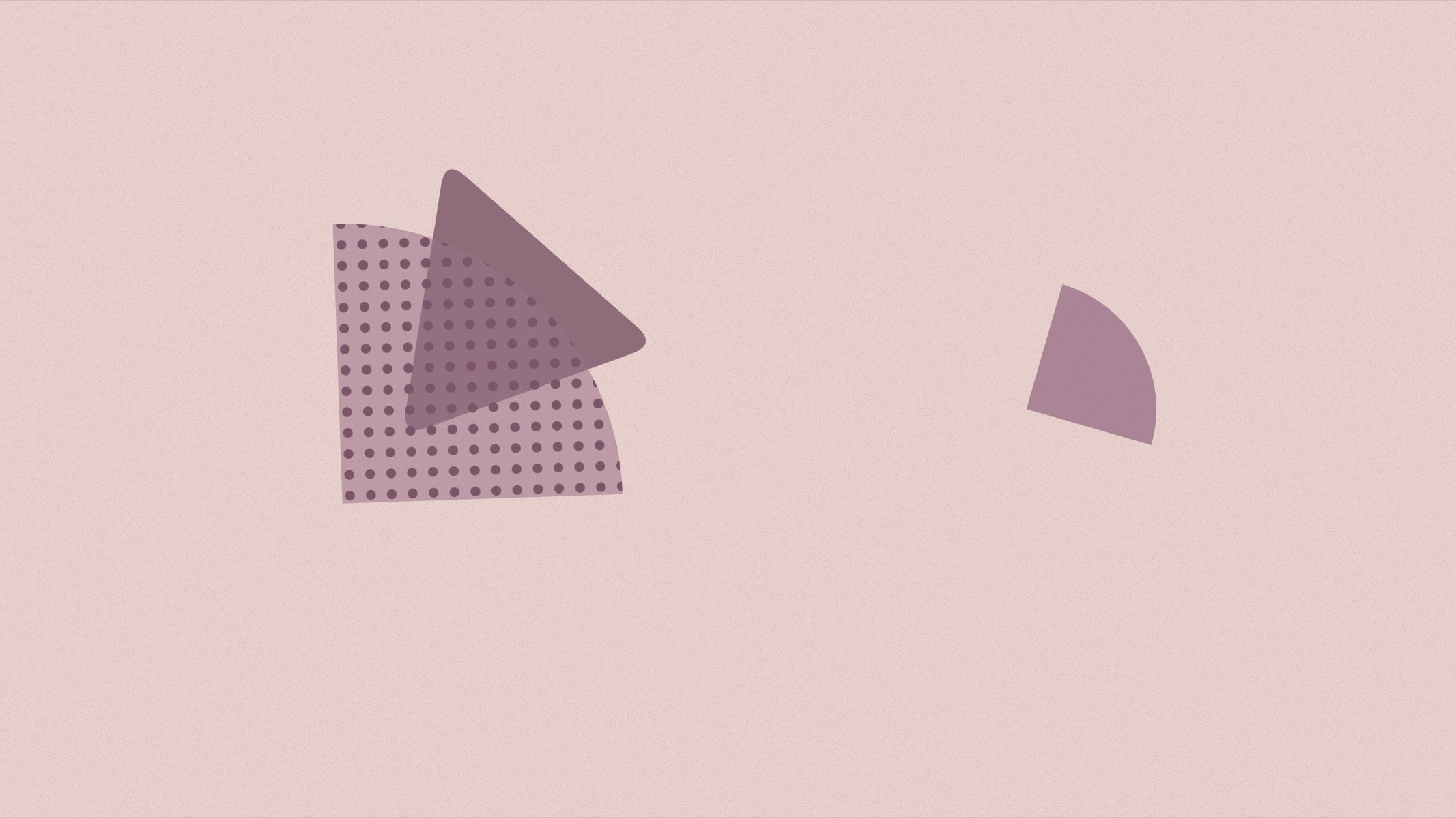 Abstract cover illustration in a grainy, matte print style: a cluster of two or three overlapping shapes resting off-centre, in plum on a soft blush background.