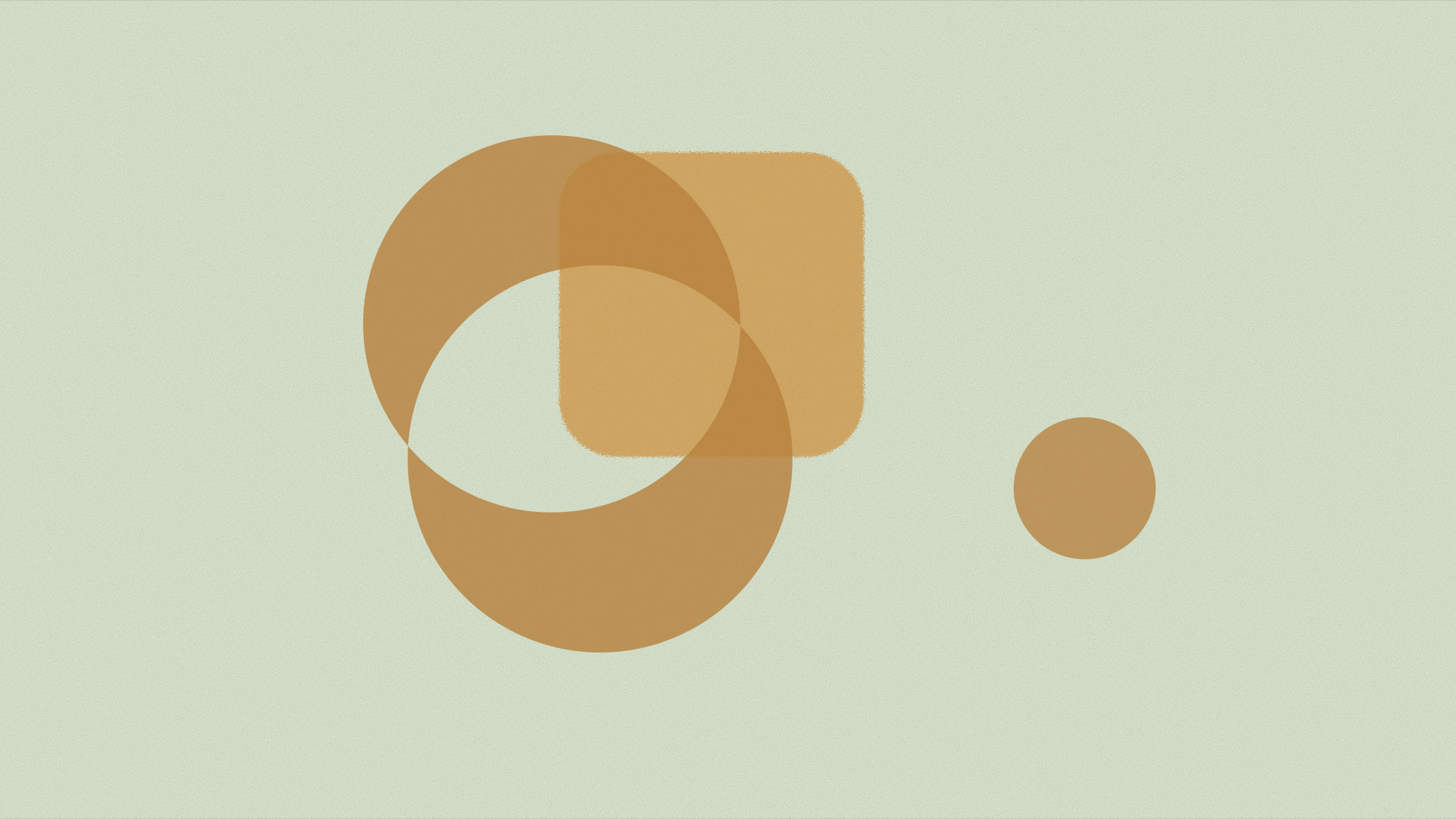 Abstract cover illustration in a grainy, matte print style: a cluster of two or three overlapping shapes resting off-centre, in ochre on a soft sage background.