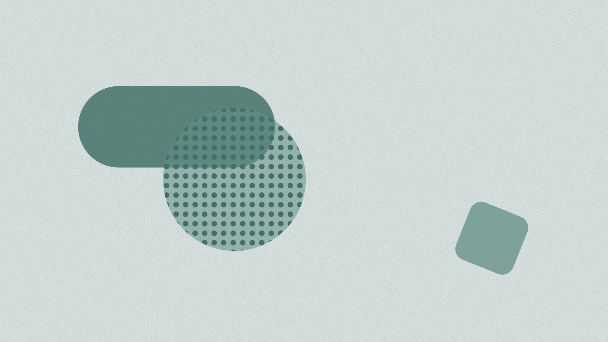 Abstract cover illustration in a grainy, matte print style: a cluster of two or three overlapping shapes resting off-centre, in pine on a soft mist background.